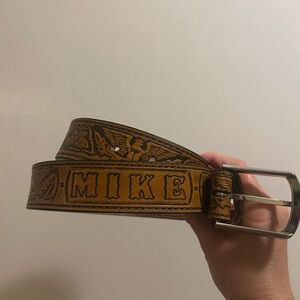 “MIKE” Brown Leather Belt with Silver Buckle